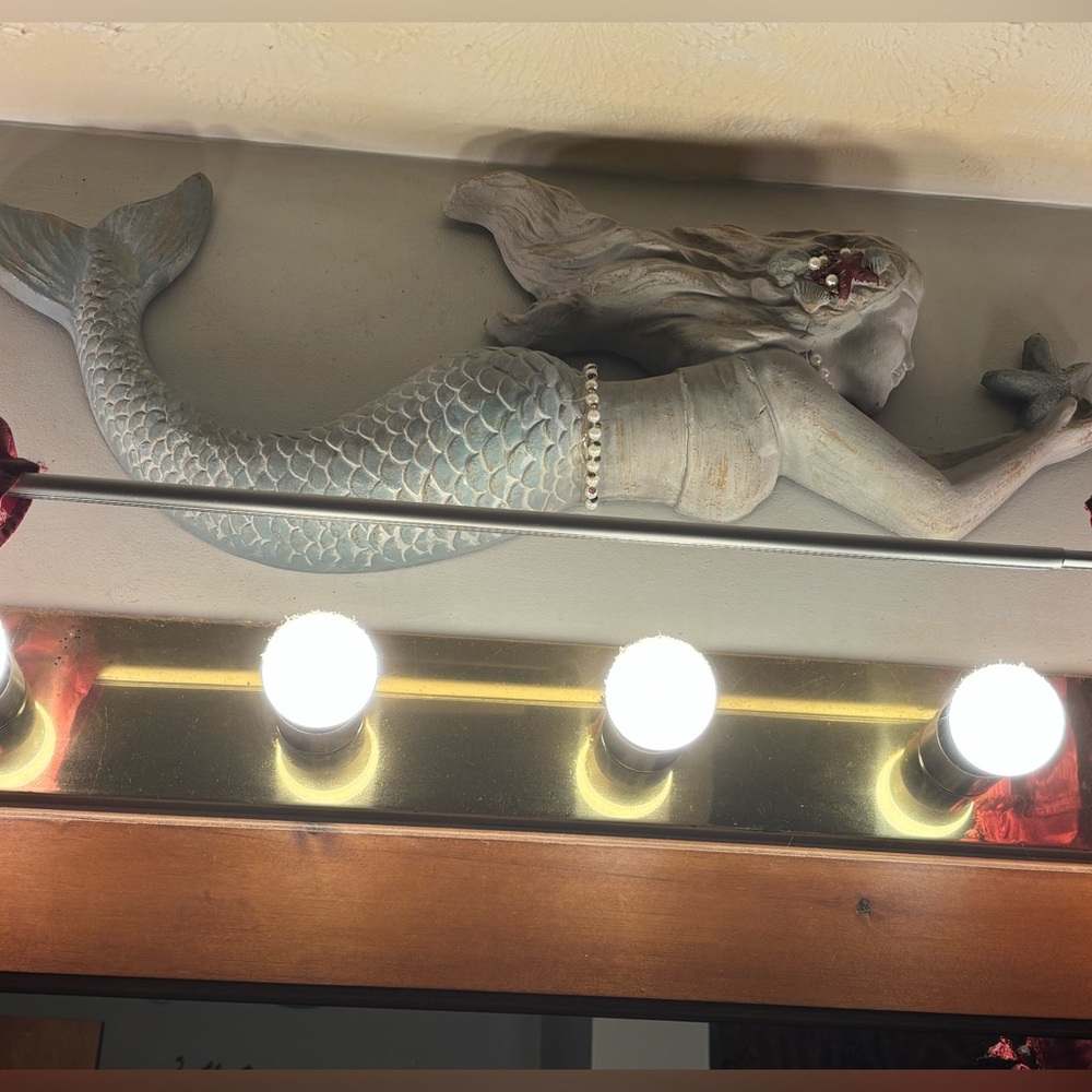 Huge MERMAID SCULPTURE 25x10 with pearls starfish jewelry - Picture 14 of 16